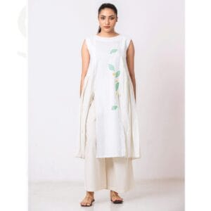 White Floral Embroidered Layered Kurta Set tanha sheikh taan bd
