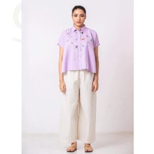 Lilac Embroidered Cotton shirt